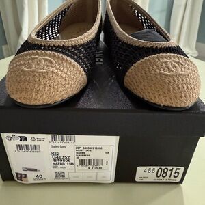 Chanel Black and Tan Ballet Flats